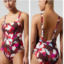 Athleta MEDIUM Hermosa One Piece Floral Swimsuit  CLEAN Adjustable Straps