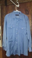 Kenneth Gordan Blue Solid Mens XL 18 34Button Down Made in USA/ Millionaire