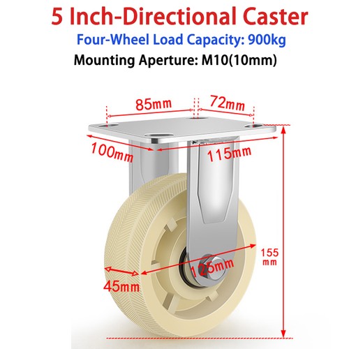 Nylon Castor Wheels Heavy-Duty Reinforced Castors Industrial Castors 4" 5" 6" 8" - Afbeelding 18 van 29