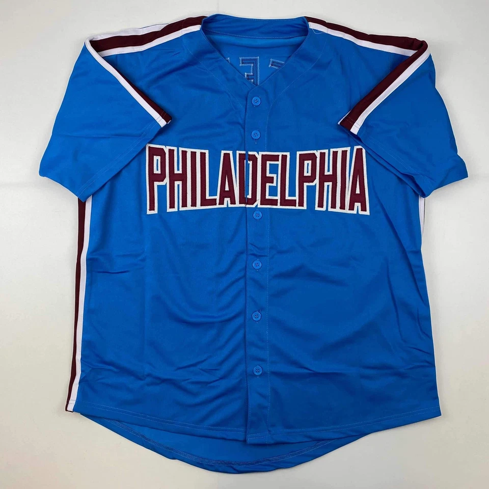 Autographed/Signed Zack Wheeler Philadelphia Blue Retro Jersey PSA/DNA COA - Image 4 of 4