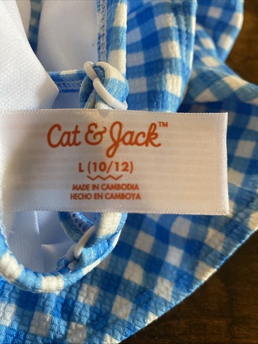 Cat & Jack Girls Large Gingham Ruffled Detail One Piece Swimsuit Cut Out Swim - Picture 7 of 7