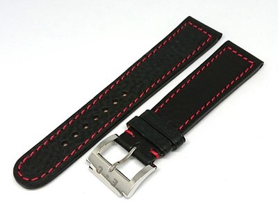 EBERHARD & CO Calf Leather Belt 21mm Black Unused Buckle From Japan
