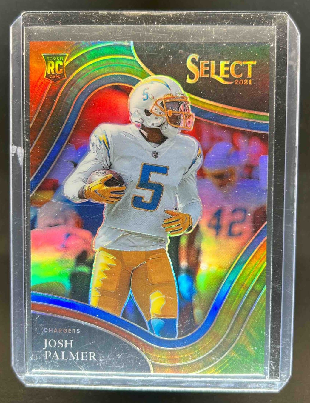 2021 Panini Select Josh Palmer RC Tie Dye Prizm Rookie Field #16/25 Chargers