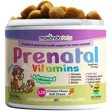 Dog Prenatal Vitamins – 120 Soft Chews - Pregnancy & Puppy Supplement 