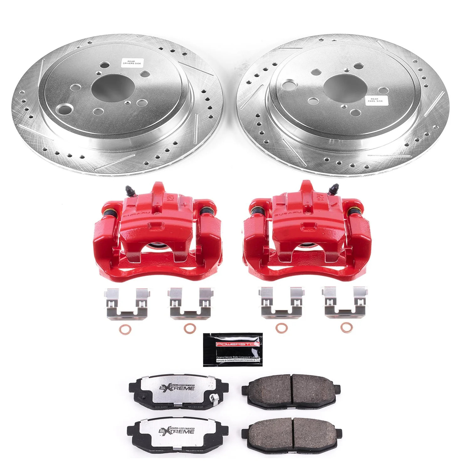 Power Stop KC5883-26 Z26 Extreme Street Warrior 1-Click Brake Kit w/Calipers Rea