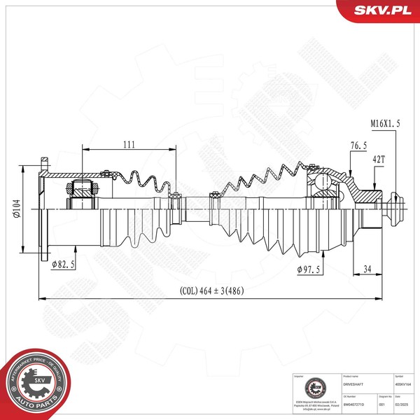 Esen SKV Antriebswelle Gelenkwelle FüR Audi A4 Avant 8W5 B9 A5 Sportback F5A-image