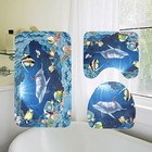 3 in 1 Dolphin Underwater Pattern Bathroom Mat Set Antiskid Washroom Carpet Mat