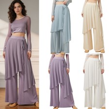 Women Overlay Dance Irregular Practice Dance Pants Yoga Trouser Training Casual