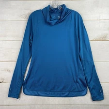 Layer 8 Top Womens M Turquoise Long Sleeve Thumb Holes Athletic Qwick Dry Mock