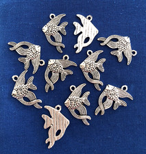 10pcs Ange Fish Charms Antique Silver Alloy Metal For Jewellery And DIY Crafts