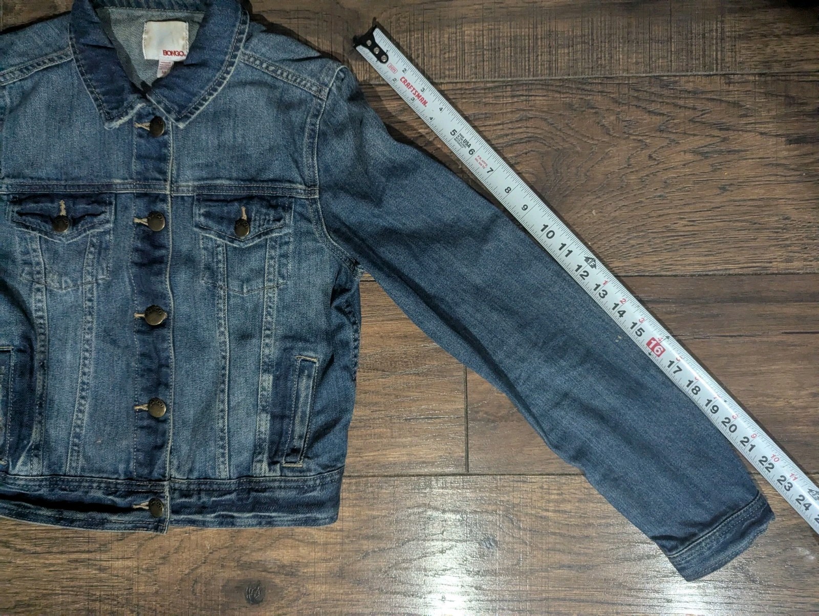 By Bongo Denim Jean Jacket Solid Blue Distressed … - image 8