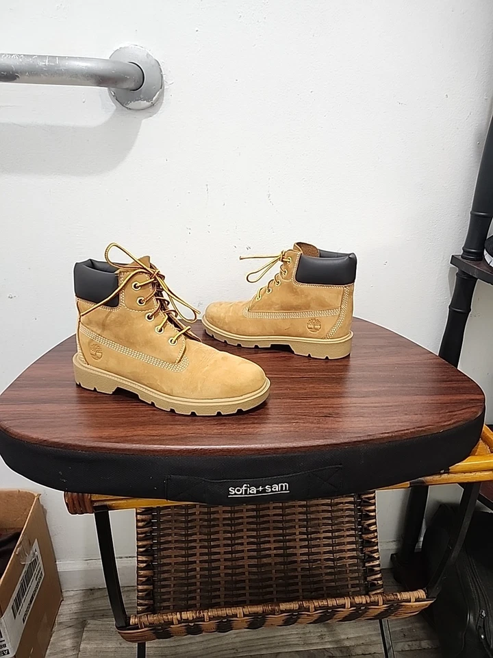 Botas Timberland para niños talla 2,5 impermeables tostadas con cordones  Foto 2 de 4