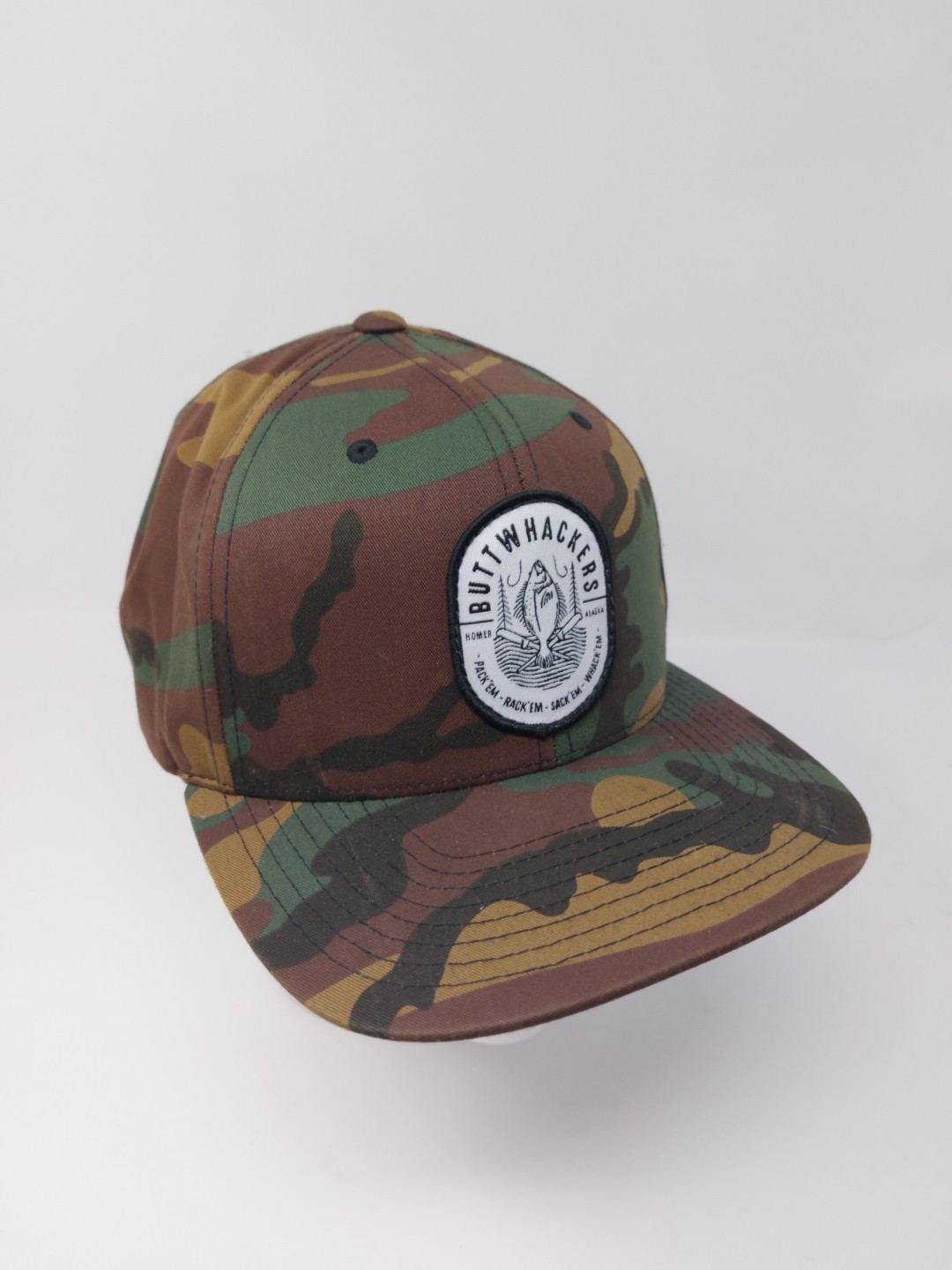 Halibut Buttwhackers Patch Logo Camo Snapback Hat… - image 3