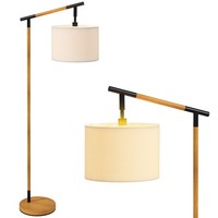 HOMCOM Floor Lamp with 350 Degree Rotating Lampshade, Bulb Included, Brown