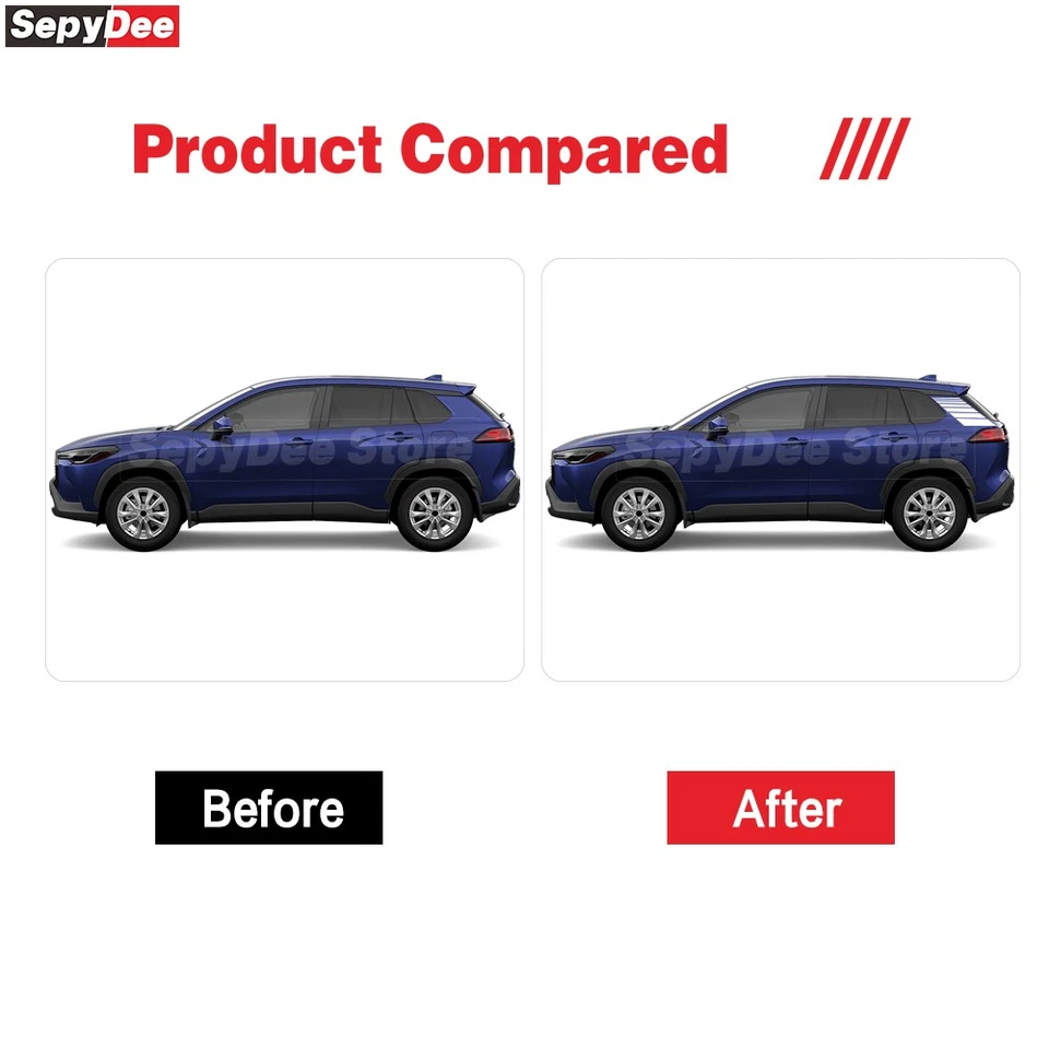 适用于丰田卡罗拉斜挎包车身后贴纸赛车运动条纹乙烯基贴花 — 第 3/4 张图片