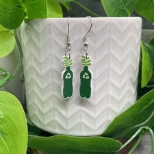 1.45  Silver-tone Recycle Earth Day Dangle Earring Set New Free Ship B7647