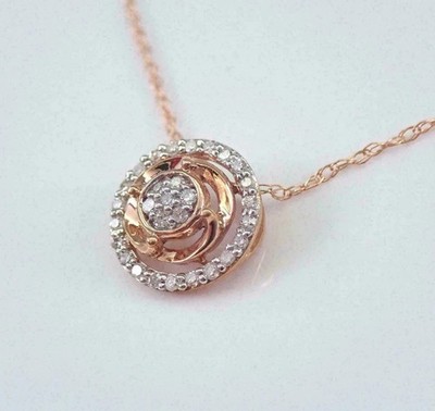 Stunning Halo Charm Pendant 14K Rose Gold Plated 1Ct Round Cut Simulated Diamond