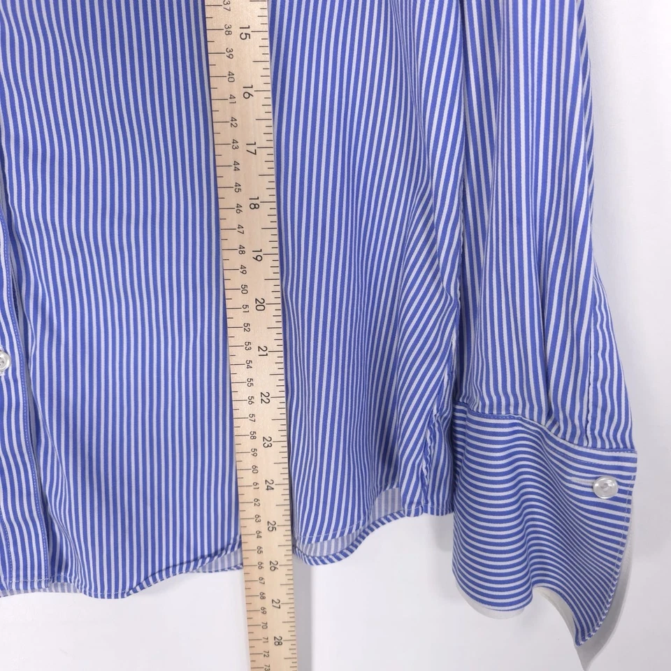 Camisa para mujer BROOKS BROTHERS 18 AJUSTADA elástica doble puño francés a rayas azules Foto 4 de 4