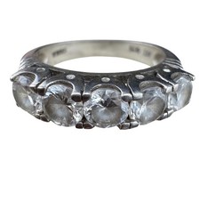 Elegant Sterling Silver 5 Stone CZ Ring Band Size 7 Anniversary Wedding