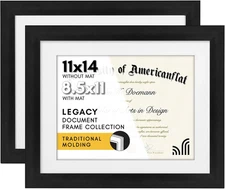 Americanflat 11X14 Diploma Frame with Shatter-Resistant Glass - Set of 2 - Use a