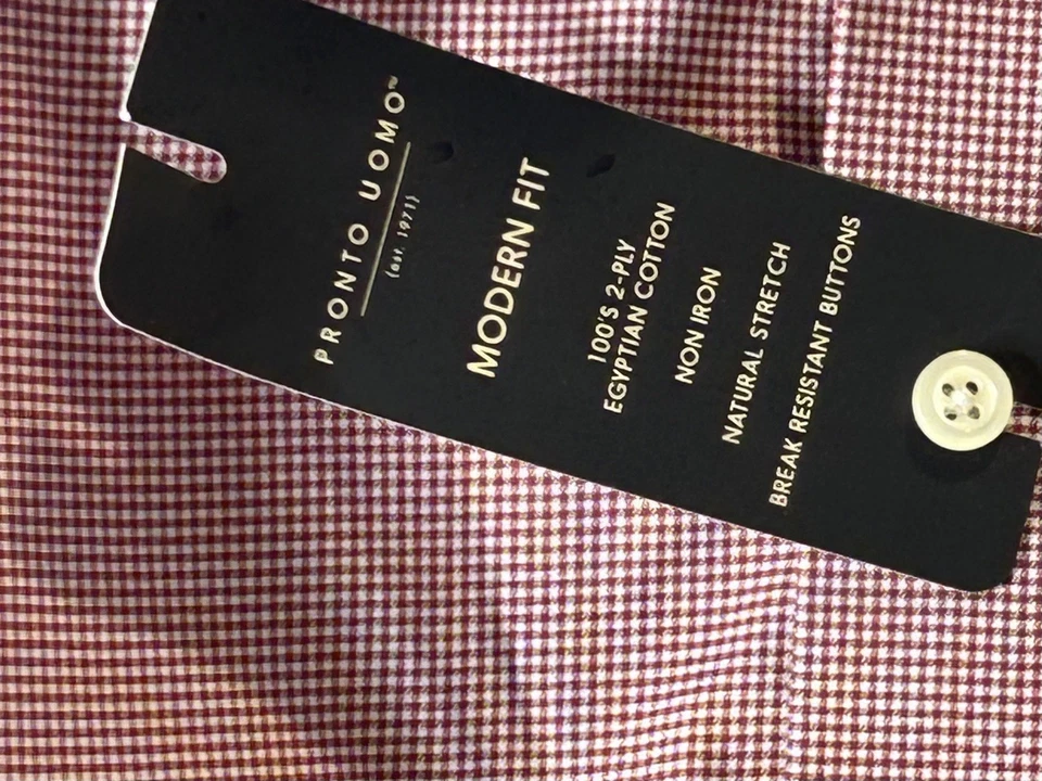 Camisa de vestir Pronto Uomo cuello rojo talla 19/36-37 alta abotonada manga larga Foto 4 de 4