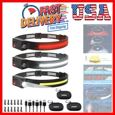 3-Piece Rechargeable LED Headlamp Set with Motion Sensor & Cases for Adventurers