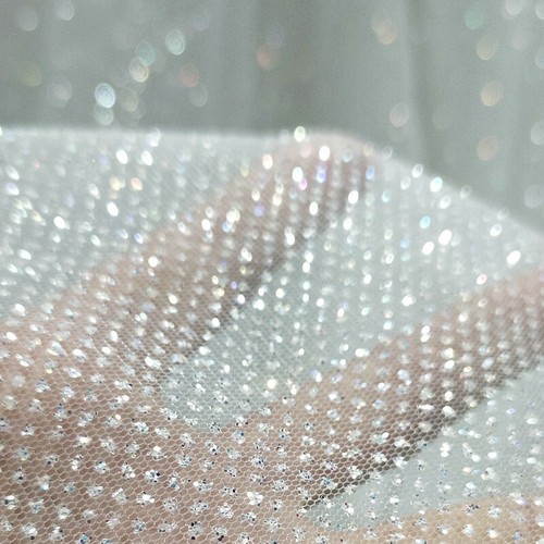 Silber kleine Strass Tüll Netz Stoff 59" Breite 0,5 Jahre Braut Hochzeit Dekor - Bild 9 von 15