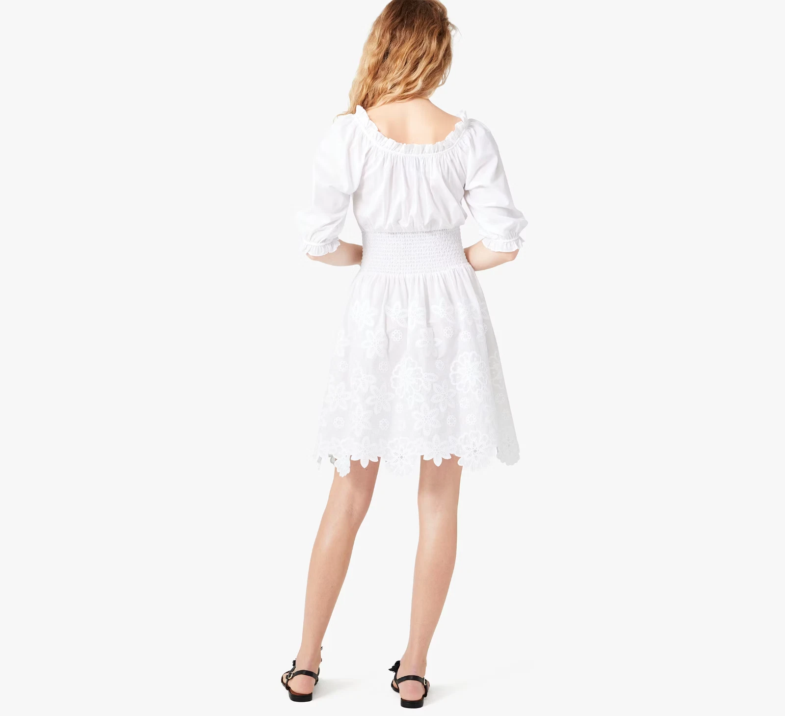 Abito a maniche corte boho bianco Kate Spade inglese a maniche corte taglia M