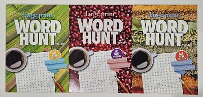 3 New Papp Puzzle Books Large Print Word Hunt Search Find Vol#120-122 Hobby Game