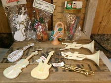 Lot of 10 Vintage Assorted Musical Instruments Christmas Ornaments