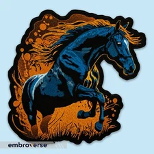 Galloping Horse Embroidered Large Patch, Equestrian Wild Freedom Spirit, Iron On