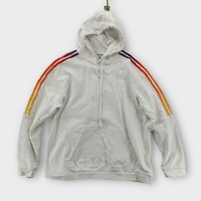 Adidas Spirit Hoodie Mens Large Rainbow Striped Center Logo