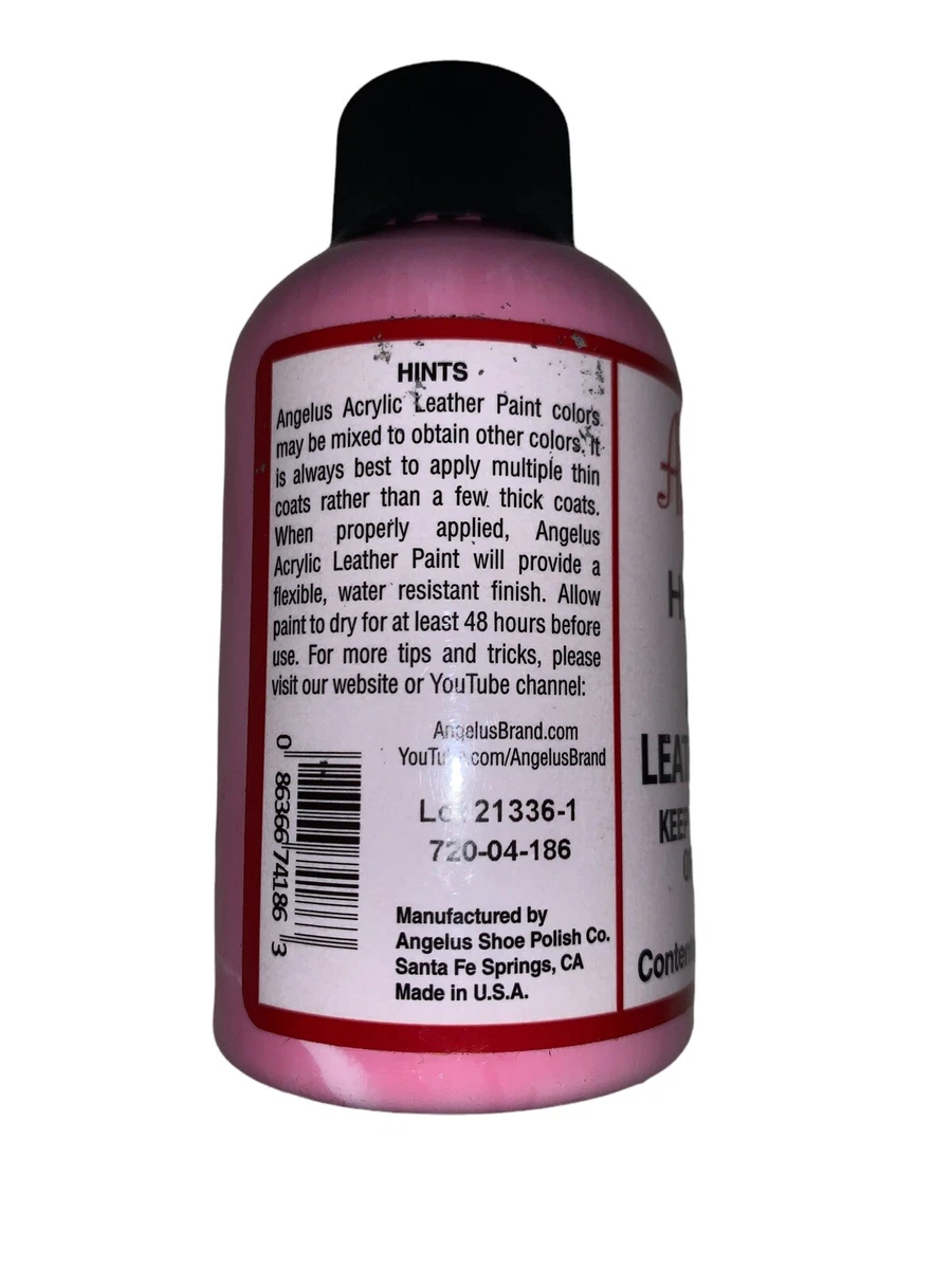 Angelus Brand Acrylic Leather Paint Waterproof - 4 fl.oz Hot Pink