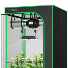 VIVOSUN 2.7x2.7 Complete Grow tent kit w/ 100W Led Grow light inline duct fan 4
