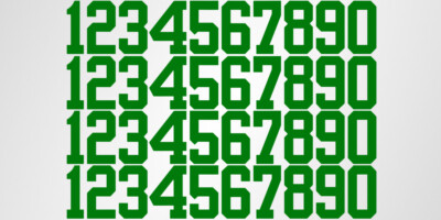 0-9 Numbers Vinyl Sticker Decal Sheet , 40 Total Numbers, Sport Number Type