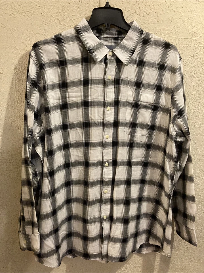 Camisa de vestir Lee para hombre talla 2XL blanca negra mangas largas NUEVA Foto 2 de 4