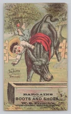 Trade Card Boy Being Thrown Off Donkey Alden Fruit Vinegar Montpelier VT