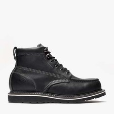 Men's Work Boots Jet Black 6" Moc Toe Saddle Leather BONANZA 640 Size 5-13 (D,M)