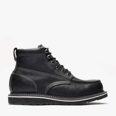 Men's Work Boots Jet Black 6'' Moc Toe Saddle Leather BONANZA 640 Size 5-13 (D,M)
