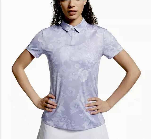 Nike Womenâs Dri-fit Purple Floral Printed Golf Polo Shirt Large L for sale online | eBay