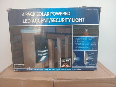 Paradise 4 Pack Solar Powered LED Accent/Motion Security Lights
