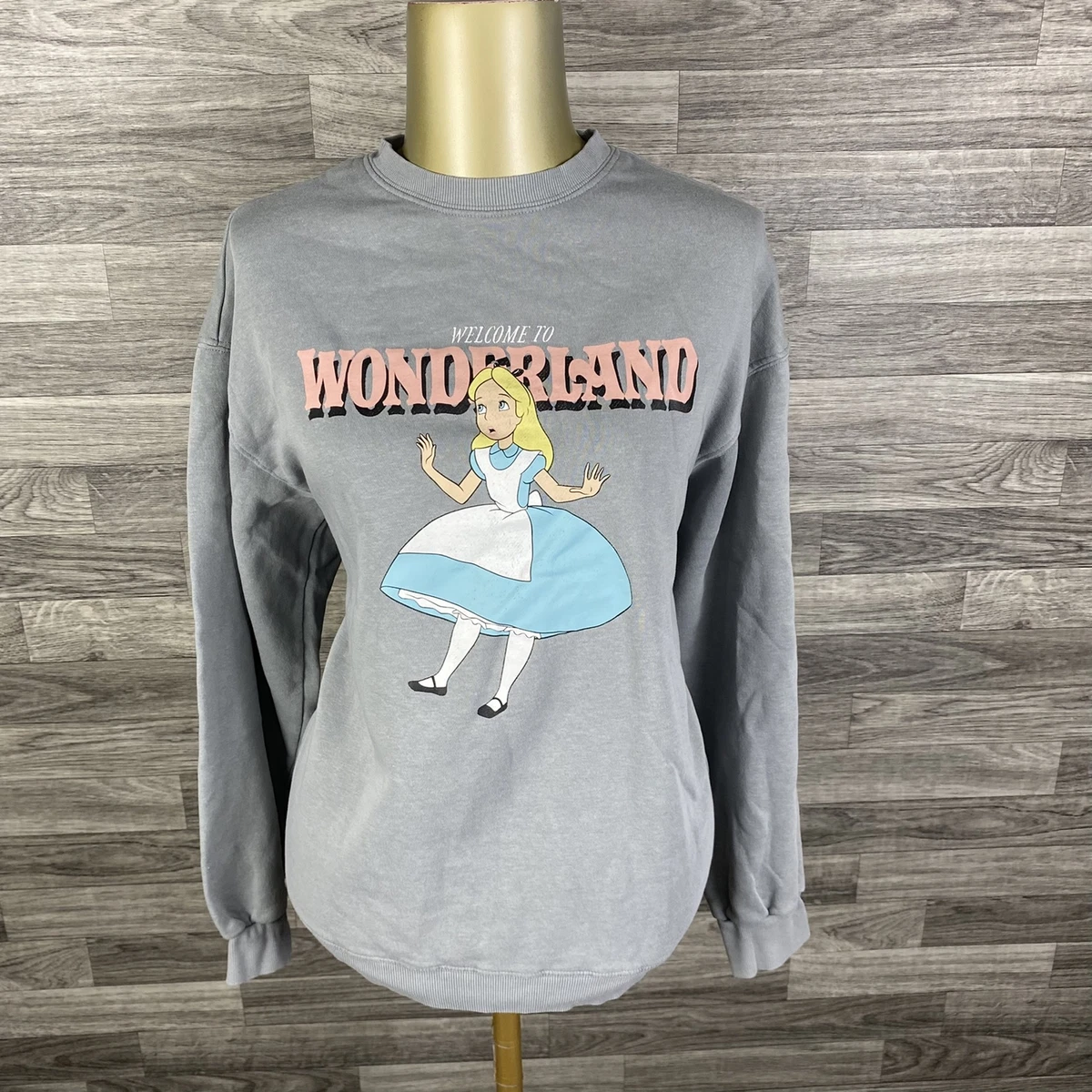 DIVIDED H&M Alice in Wonderland Crew Neck Gray Pullover Sweatshirt Women's XS