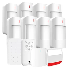 Wireless Smart Alarm System Kit – 8 PIR Motion Sensors, Outdoor Siren, Keypad
