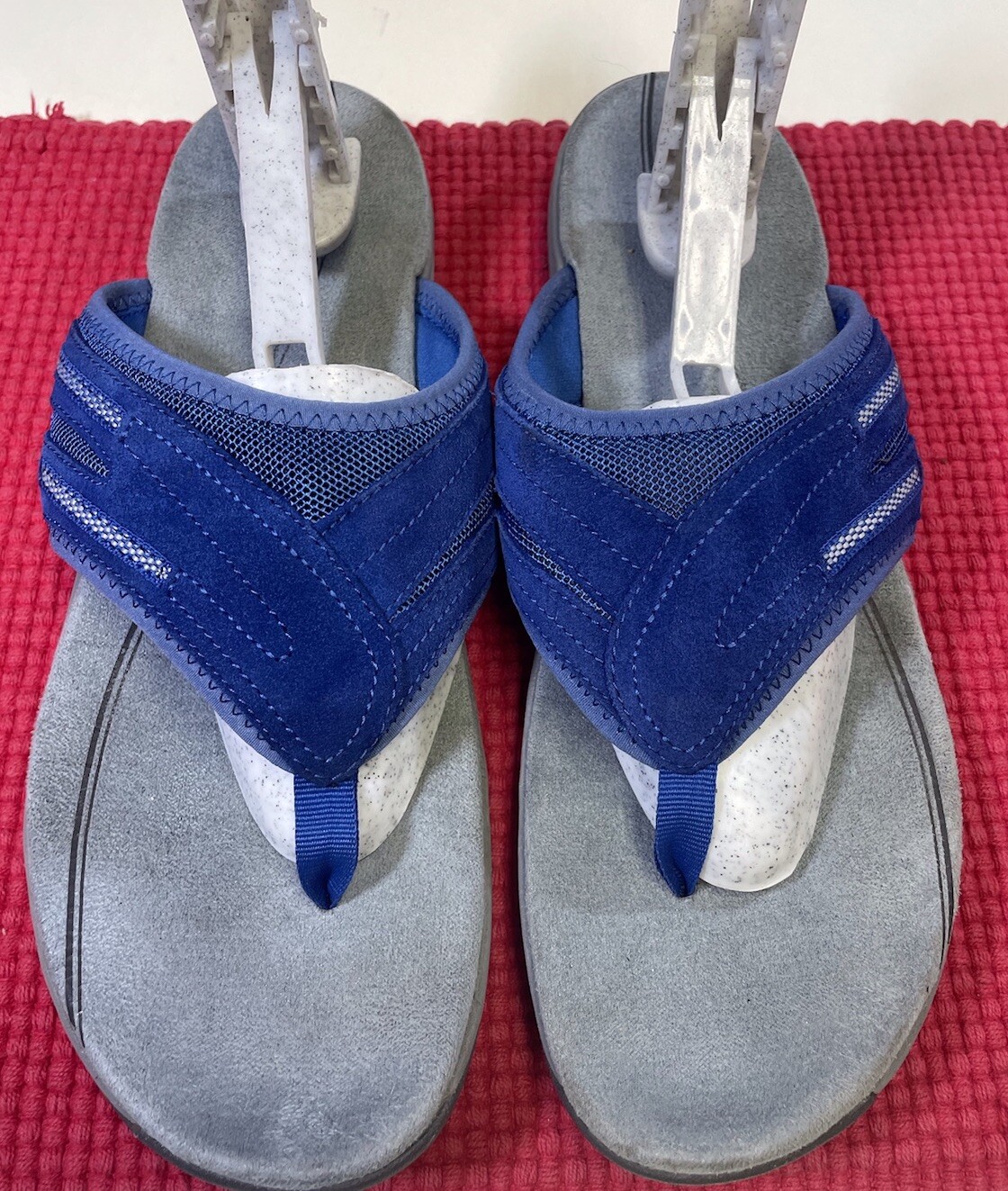 Explore 24 Easy Spirit Flip Flop Sandals Womens Size 12 Blue/Gray Leather Comfrt