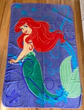 Disney Little Mermaid Ariel Throw Fleece Blanket 55x82 VTG
