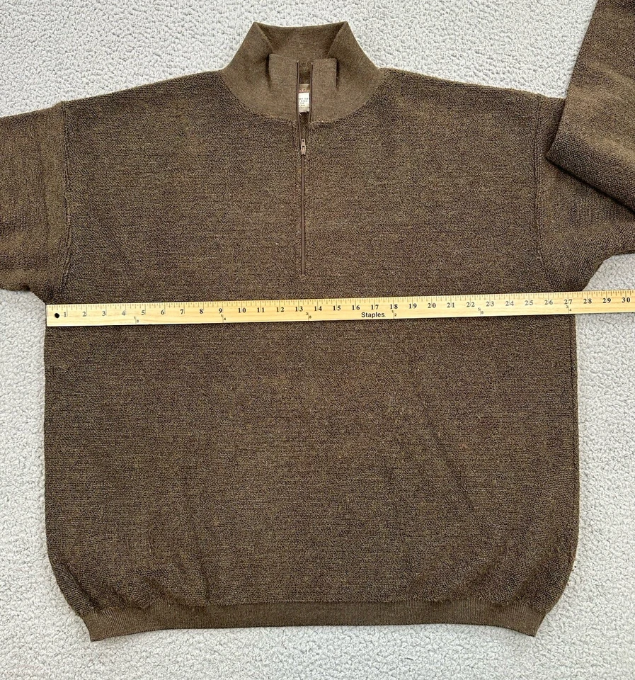 Suéter Pullover Para Hombre The Territory Ahead XXL 2XL Marrón Lana 1/4 Cremallera Hecho en Italia Foto 3 de 4
