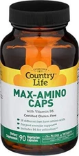 Country Life Max-Amino with B-6 (Blend of 18 Amino Acids), Vegetarian Capsules,