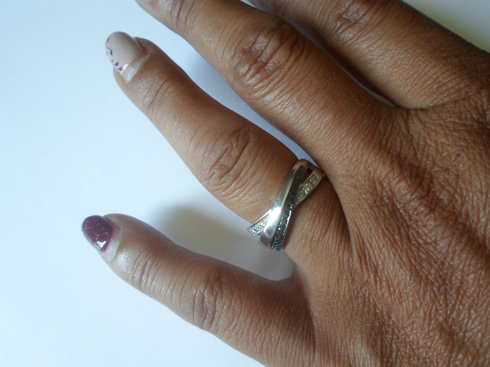 solid silver ring, interlaced, white and black zi… - image 3