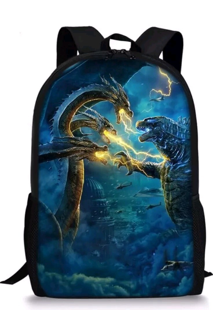 3 Pc Set -new 3d DRAGON Kids School Backpack Cooler Lunch Bag Pen Bag Set image 2