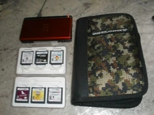 RED NINTENDO DS LITE USG-001 HANDHELD 7 GAMES WORK SCOOBY DOO MADDEN DOG HAWK